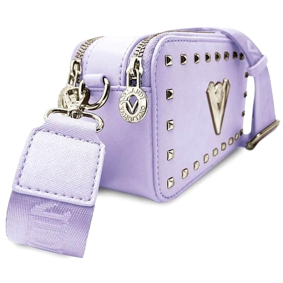 NWT$160 Valentino Orlandi Guitar Strap Crossbody lavender & silver tone hardware - Picture 5 of 7